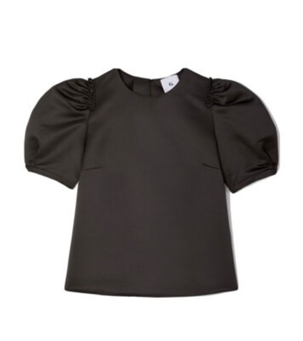 G Label Goop GWYN Black Satin Puff Sleeve Stephanie Blouse Size 2
